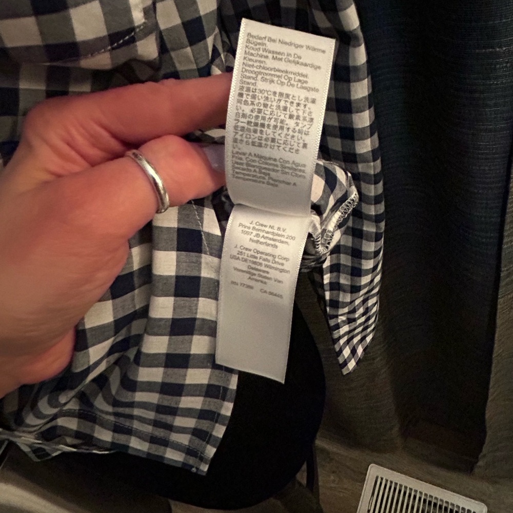 J. Crew Navy and White Gingham Button-Front Shirt - Picture 11 of 12